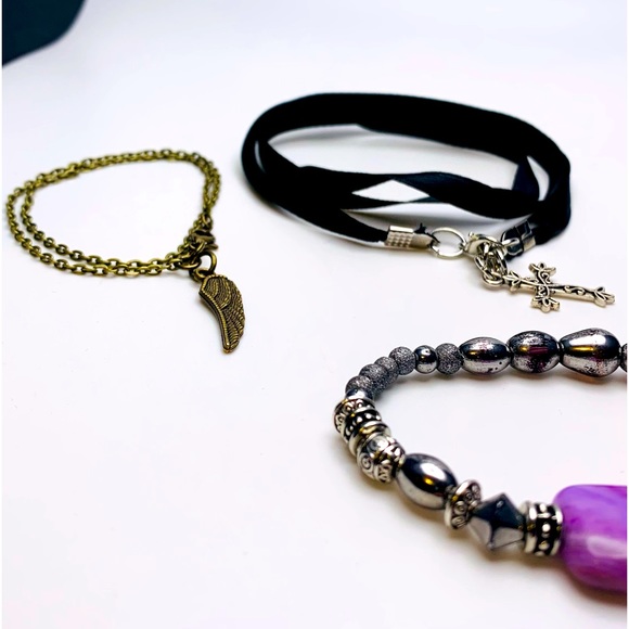 Rustic Wing & Cross Ribbon Bracelet Stack - Picture 4 of 6